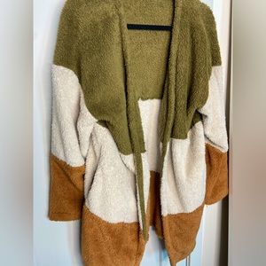 Cozy Moon River Long Boho Sherpa Cardigan With Pockets